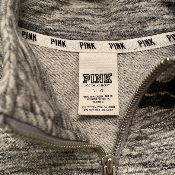 PINK Victoria’s Secret Quarter Zip Sweatshirt Top with Kangaroo Pockets - Picture 4 of 12
